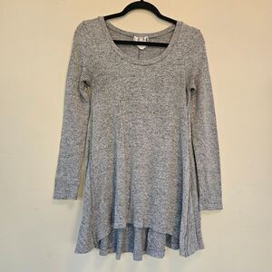 PPLA Clothing Solid Gray Scoop Neck Long Sleeve Blouse Shirt Top Women's Sz S